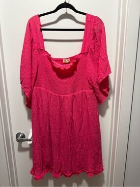 Style U Plus Size Women’s Hot Pink Square Neck Mini Dress